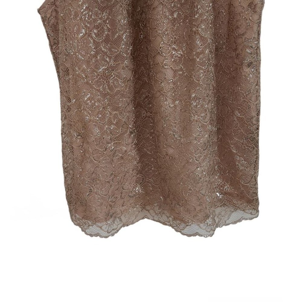 J Crew Tie-Neck Top In Metallic Gold Lace Sleeveless Women Size Small NEW - Picture 3 of 7